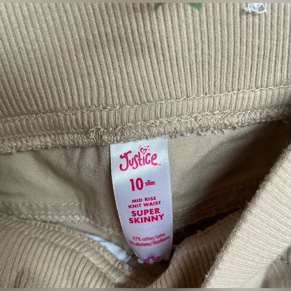 Justice Pull on Khaki Pants Girls Size 10 Slim - Picture 2 of 3